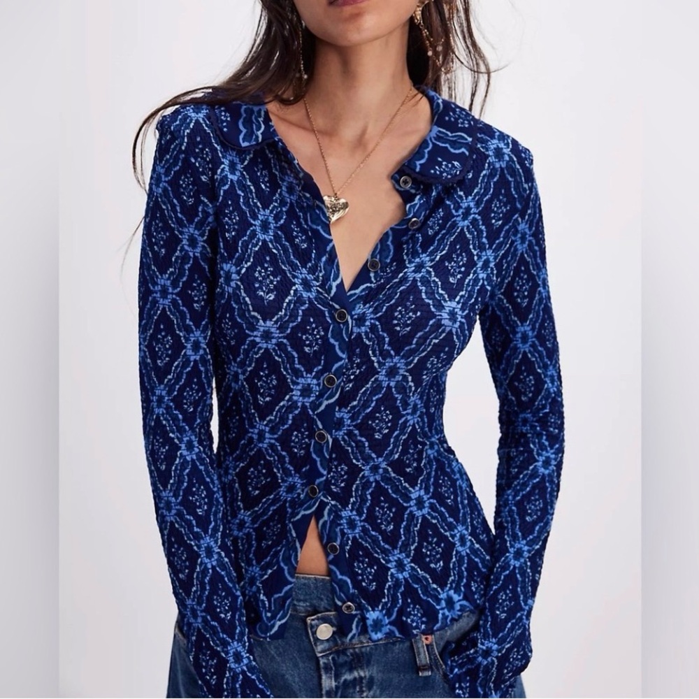 FREE PEOPLE NWOT Caught A Feeling Cardi Blue M
